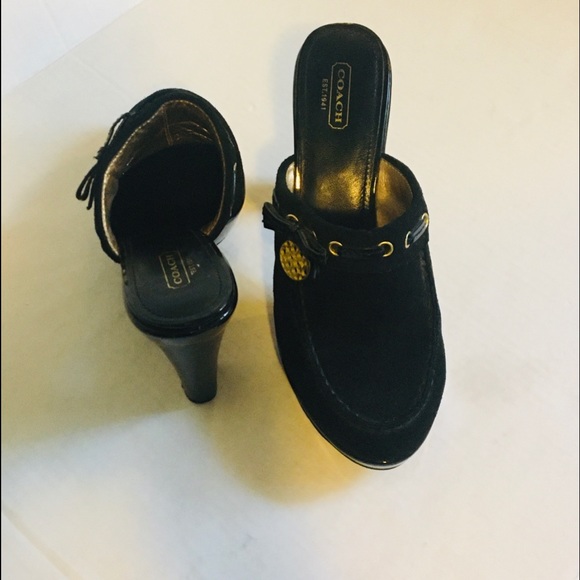 Coach Black Jodey Mules Clog Heels Size 9 - Picture 6 of 7